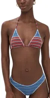Frankies Bikinis Paradise Cotton Bikini Top Red Summer Stripe In Red