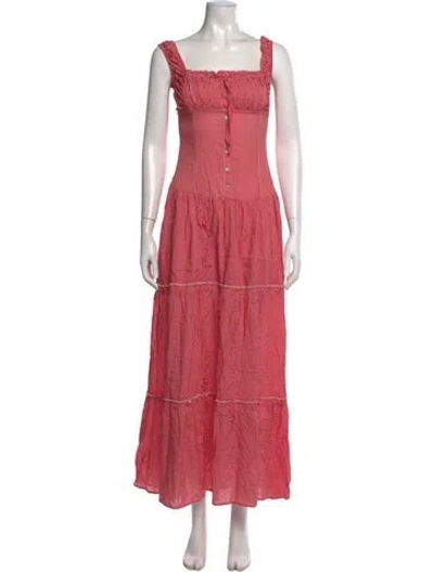 Pre-owned Frankies Bikinis Patterned Long Dress W/ Tags In Red/white