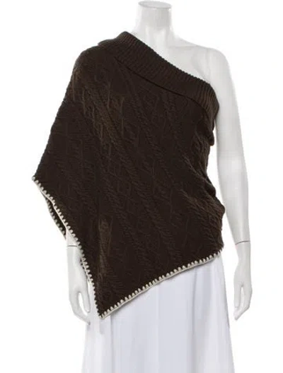 Pre-owned Frankies Bikinis Patterned One-shoulder Sweater W/ Tags In Brown