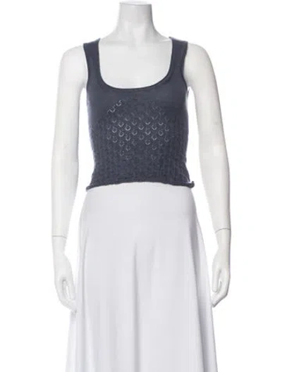 Pre-owned Frankies Bikinis Patterned Scoop Neck Sweater In Black