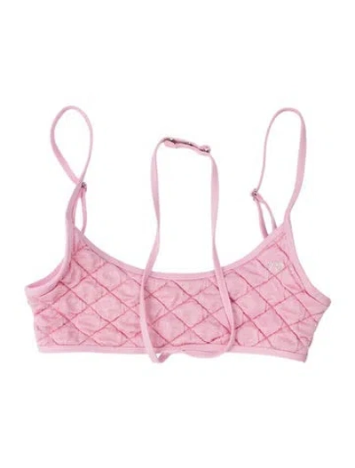 Pre-owned Frankies Bikinis Patterned Top In Pink