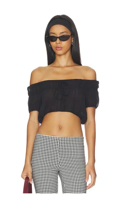 Frankies Bikinis Paulina Chiffon Blouse In Black