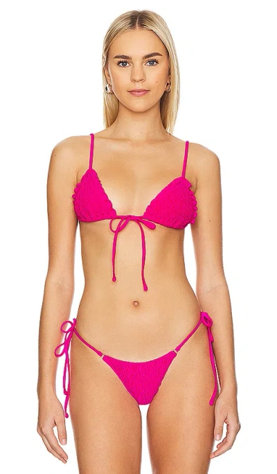 Frankies Bikinis Penny Satin Top In Candy Pink