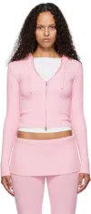 Frankies Bikinis Pink Heritage Zip Up Hoodie In Cozy Pink