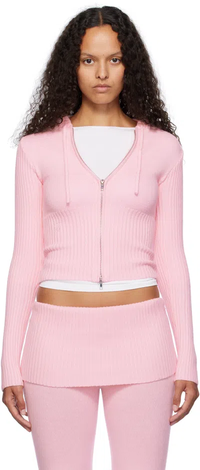 Frankies Bikinis Pink Heritage Zip Up Hoodie In Cozy Pink