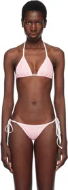 Frankies Bikinis Pink Nick Skimpy Triangle Bikini Top In Pink Polka Dot