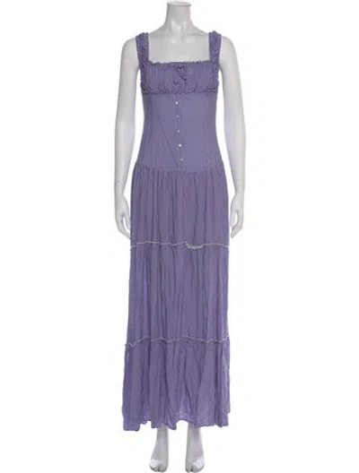 Pre-owned Frankies Bikinis Plaid Print Long Dress In Purple