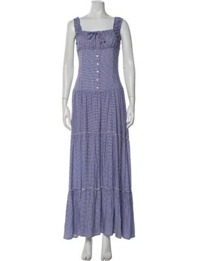 Pre-owned Frankies Bikinis Plaid Print Long Dress In Purple