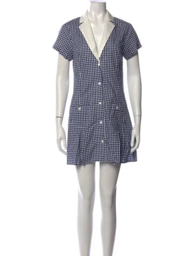 Pre-owned Frankies Bikinis Plaid Print Mini Dress In Blue