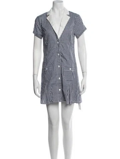 Pre-owned Frankies Bikinis Plaid Print Mini Dress In Blue