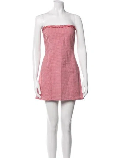 Pre-owned Frankies Bikinis Plaid Print Mini Dress In Pink