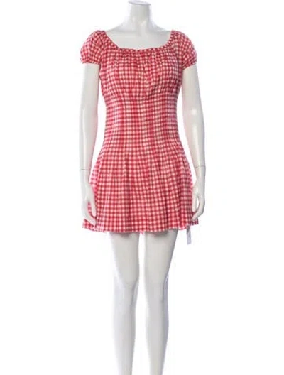 Pre-owned Frankies Bikinis Plaid Print Mini Dress In Pink