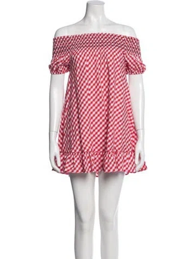 Pre-owned Frankies Bikinis Plaid Print Mini Dress In Red
