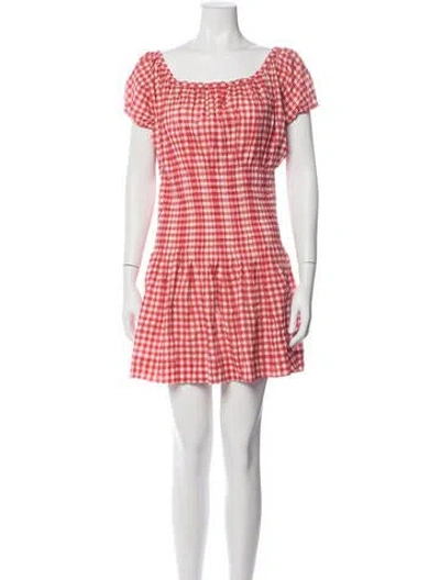 Pre-owned Frankies Bikinis Plaid Print Mini Dress In Red