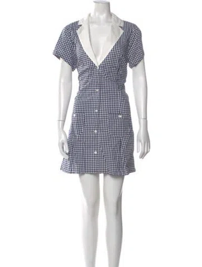 Pre-owned Frankies Bikinis Plaid Print Mini Dress W/ Tags In Blue