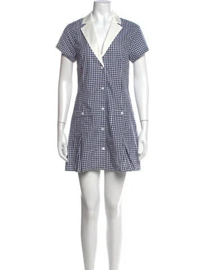 Pre-owned Frankies Bikinis Plaid Print Mini Dress W/ Tags In Blue