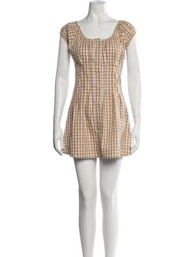 Pre-owned Frankies Bikinis Plaid Print Mini Dress W/ Tags In Neutrals