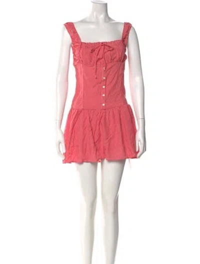 Pre-owned Frankies Bikinis Plaid Print Mini Dress W/ Tags In Red