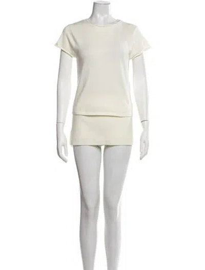 Pre-owned Frankies Bikinis Pleated Accents Skirt Set In White
