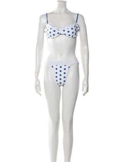 Pre-owned Frankies Bikinis Polka Dot Print Bikini W/ Tags In Multi