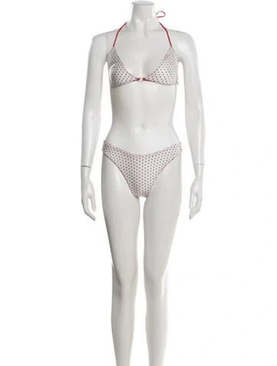 Pre-owned Frankies Bikinis Polka Dot Print Bikini W/ Tags In Yellow