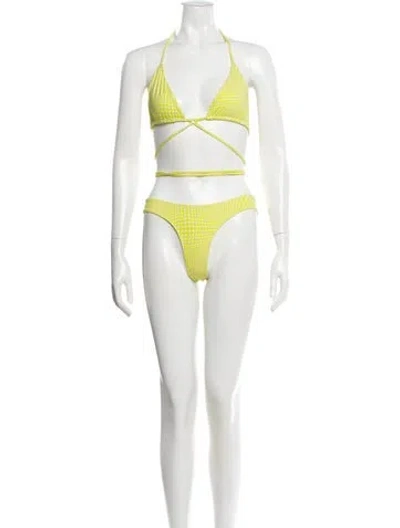 Pre-owned Frankies Bikinis Polka Dot Print Bottoms W/ Tags In Green