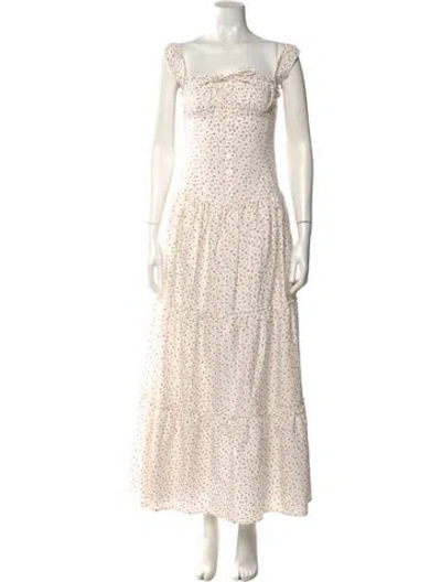 Pre-owned Frankies Bikinis Polka Dot Print Long Dress In Neutral