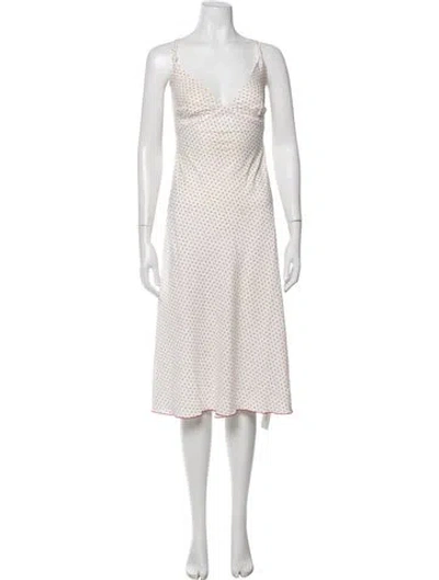 Pre-owned Frankies Bikinis Polka Dot Print Midi Length Dress In Neutrals