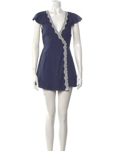 Pre-owned Frankies Bikinis Polka Dot Print Mini Dress In Blue
