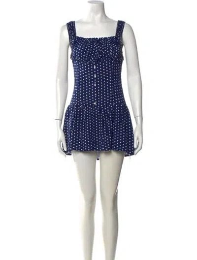 Pre-owned Frankies Bikinis Polka Dot Print Mini Dress In Blue