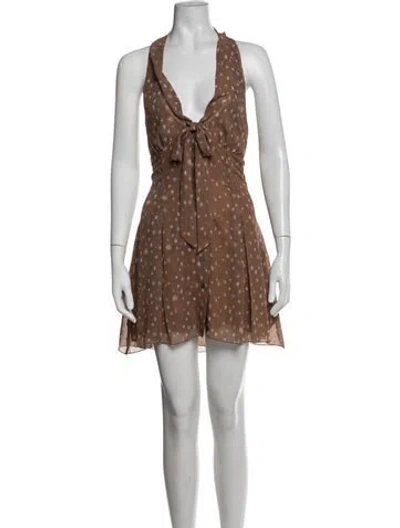 Pre-owned Frankies Bikinis Polka Dot Print Mini Dress In Brown