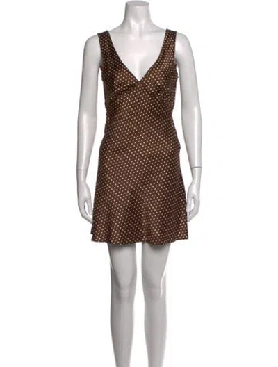 Pre-owned Frankies Bikinis Polka Dot Print Mini Dress In Brown