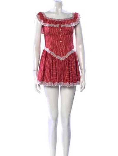 Pre-owned Frankies Bikinis Polka Dot Print Mini Dress In Red