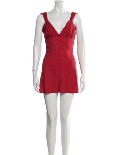 Pre-owned Frankies Bikinis Polka Dot Print Mini Dress In Red