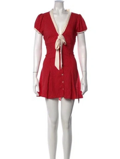 Pre-owned Frankies Bikinis Polka Dot Print Mini Dress In Red