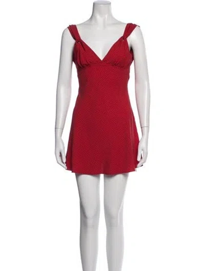 Pre-owned Frankies Bikinis Polka Dot Print Mini Dress In Red
