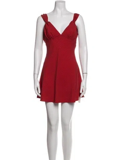 Pre-owned Frankies Bikinis Polka Dot Print Mini Dress In Red