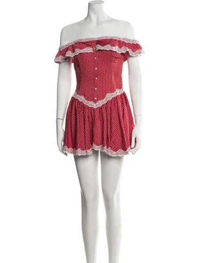 Pre-owned Frankies Bikinis Polka Dot Print Mini Dress In Red