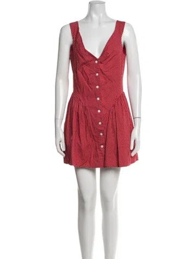 Pre-owned Frankies Bikinis Polka Dot Print Mini Dress In Red