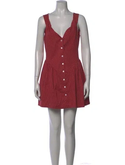 Pre-owned Frankies Bikinis Polka Dot Print Mini Dress W/ Tags In Red
