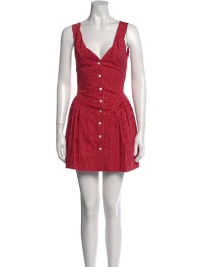 Pre-owned Frankies Bikinis Polka Dot Print Mini Dress W/ Tags In Red