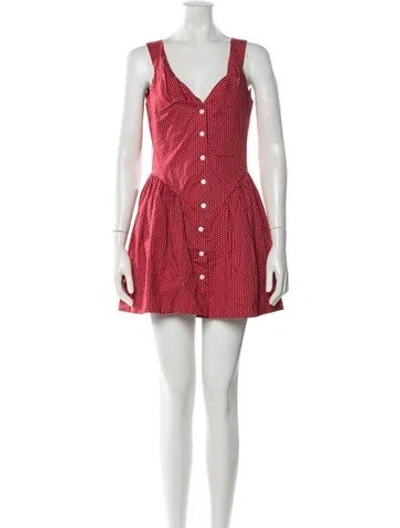 Pre-owned Frankies Bikinis Polka Dot Print Mini Dress W/ Tags In Red