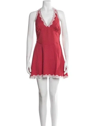 Pre-owned Frankies Bikinis Polka Dot Print Mini Dress W/ Tags In Red