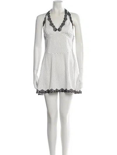 Pre-owned Frankies Bikinis Polka Dot Print Mini Dress In White