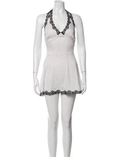 Pre-owned Frankies Bikinis Polka Dot Print Mini Dress In White