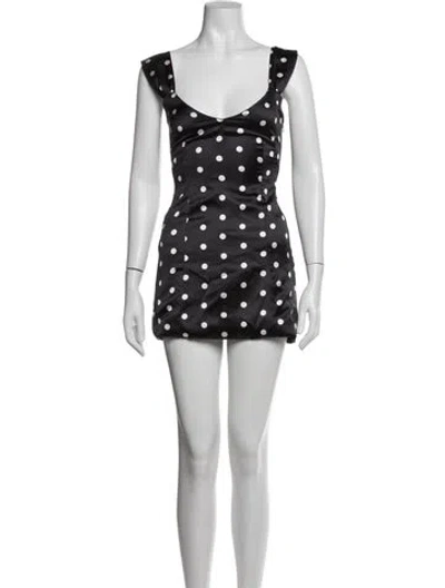 Pre-owned Frankies Bikinis Polka Dot Print Mini Dress In White