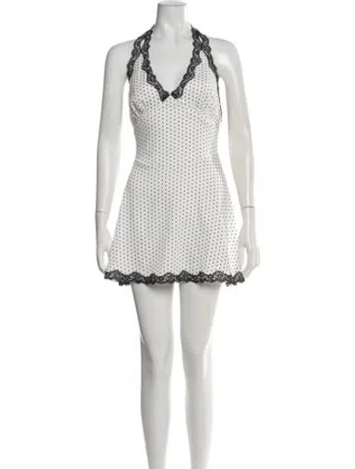 Pre-owned Frankies Bikinis Polka Dot Print Mini Dress In White