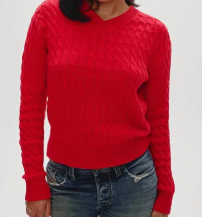 Frankies Bikinis Prince Cable Knit Sweater In Red