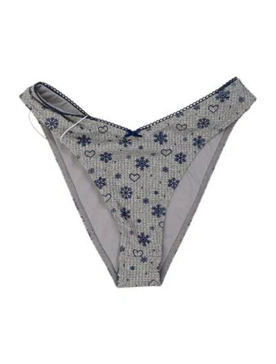 Pre-owned Frankies Bikinis Printed Bow Accents Bottoms In Gray