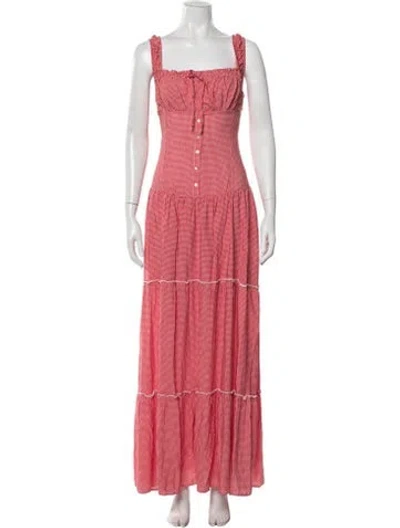 Pre-owned Frankies Bikinis Printed Long Dress In Red